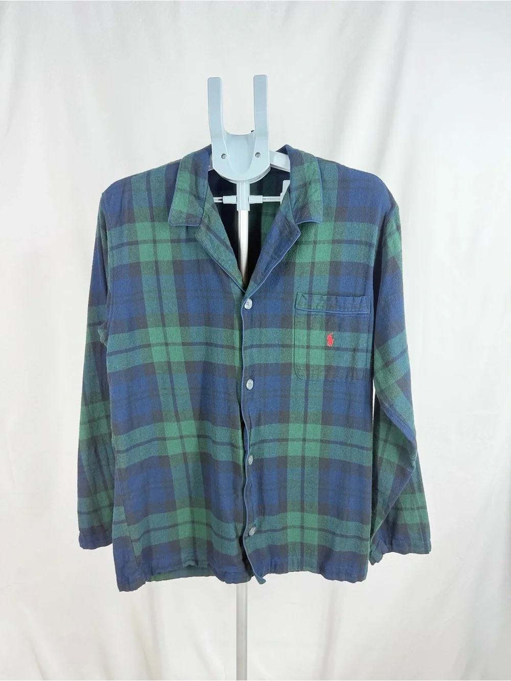 Polo Ralph Lauren Mens Pajama Top Medium Black Watch Plaid Flannel Sleepwear